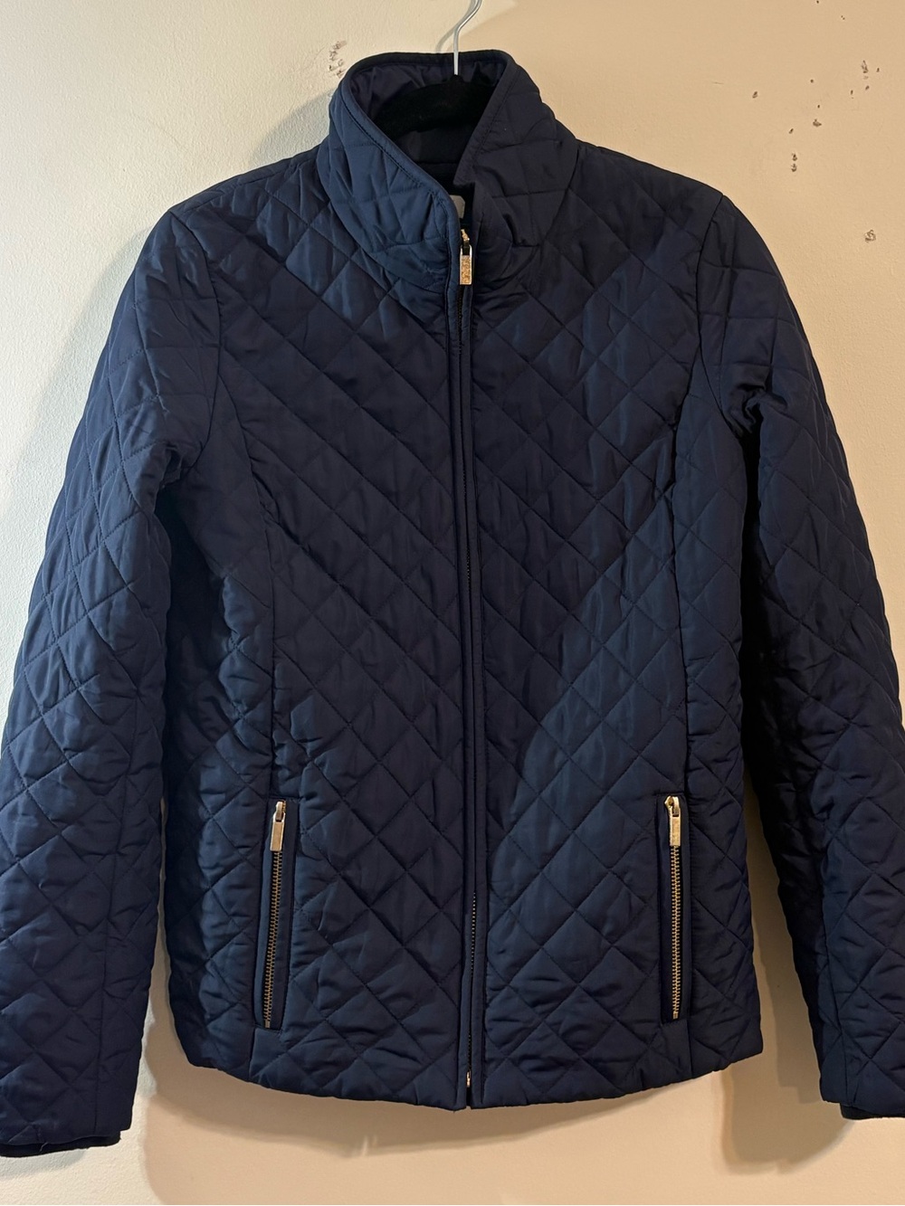 J.Crew quilted zip jacket women’s XS diamond stitching polished gold-tone zipper